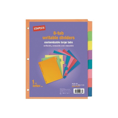 Staples Large Tabs Blank Paper Dividers 8-Tab Multicolor (13513/23181) 486276