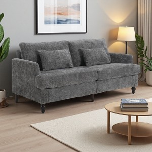 68.90" Chenille 2-Seater Loveseat with Wood Frame & Removable Cushions - 1 of 4