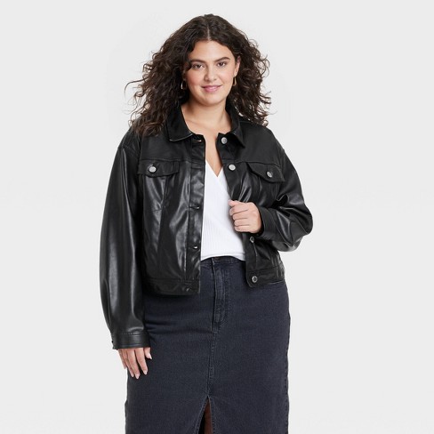 Women's Faux Leather Moto Jacket - Universal Thread™ Black 2x : Target