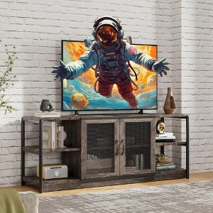 TV Stand for 65+ Inch TV, Industrial Entertainment Center TV Media Console Table, Farmhouse TV Stand with Storage and Mesh Door - 1 of 4