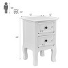 Costway White Night Stand  w/ 2 Storage Drawers, Wood End Accent Table - 2 of 4