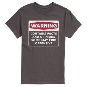 Men's - Instant Message - Warning Contains Facts And Opinions Short Sleeve Graphic T-Shirt - 1 of 4