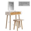 31.5" Natural Wood Makeup Vanity Set - 3 of 4