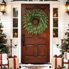 24 inch Real Cedar Wreath Artificial Faux Green Pine Needles Wreath for Front Door Wall Home Outdoor Xmas Decor - 2 of 4