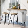 Kitchen Cart with Rubber Wood Drop-Leaf Countertop, Storage Cabinet and 3 Drawers - 3 of 4