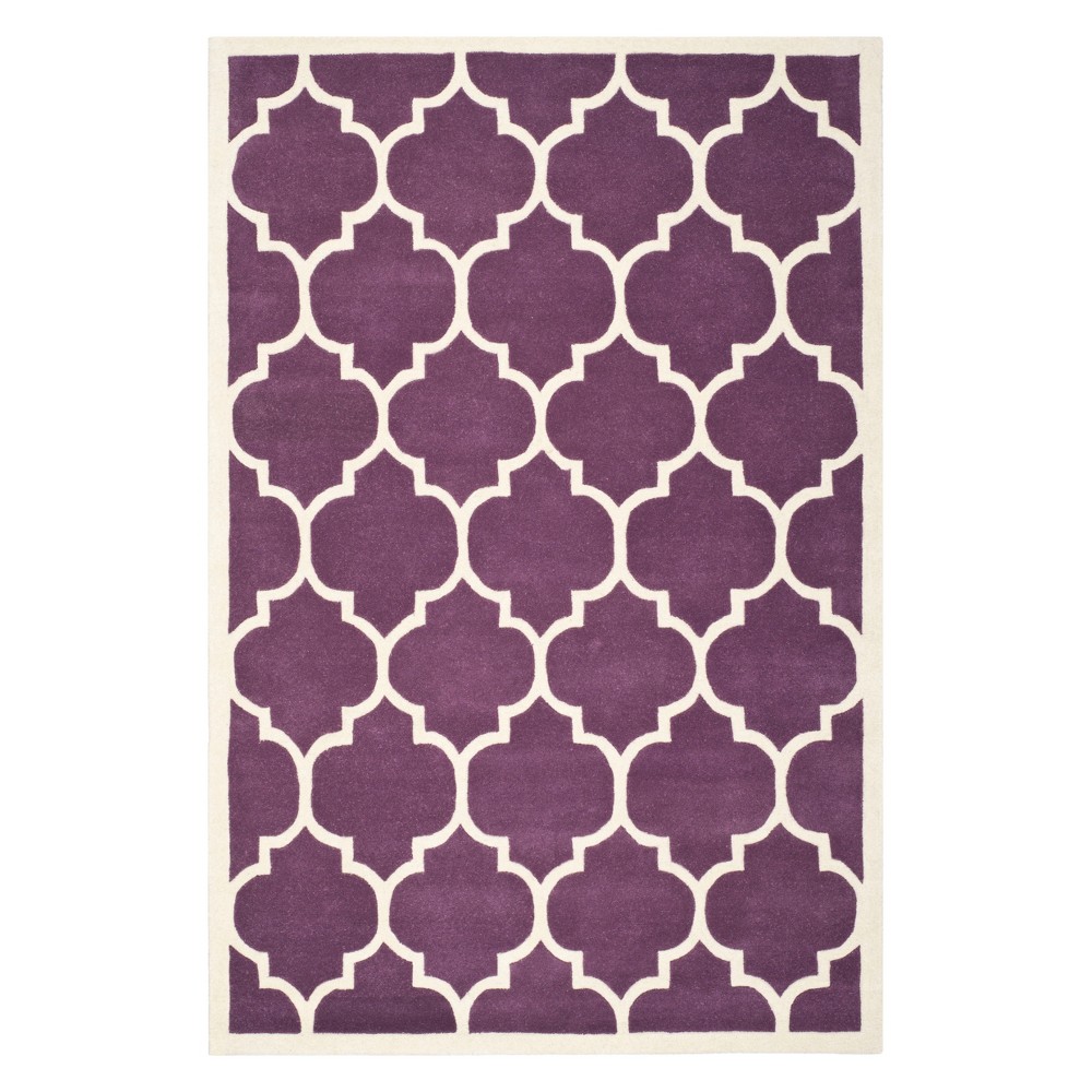 5'x8' Quatrefoil Design Tufted Area Rug Purple/Ivory - Safavieh