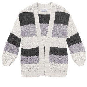 Girls Striped Chunky Cardigan Sweaters  Fall Trendy Color Block Long Sleeve Knit Sweater Coats - 1 of 4