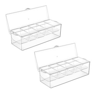 Aoibox 2-Piece Chilled Condiment Server with Hinged Lid, Ice Chamber Cooled Compartment Container Caddy Organizer for Salad Fruit Party Bar Supplies - 1 of 4
