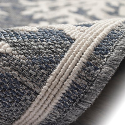 Coral Echoes Blue Ivory Abstract Indoor/Outdoor 8' x 10' Rug