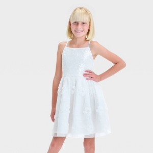 Zenzi Girls' Sequin Tank Dress - White - 1 of 3