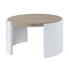 HomeRoots 33" Oak and White Wood Round Partial Frame Coffee Table - 4 of 4
