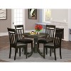 5-Piece Round Cappuccino Finish Solid Wood Top Dining table with 4-Chairs with - 2 of 4