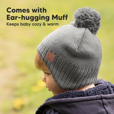 Baby Boy's Checkered Visor Beanie Hat In Black And Zambia