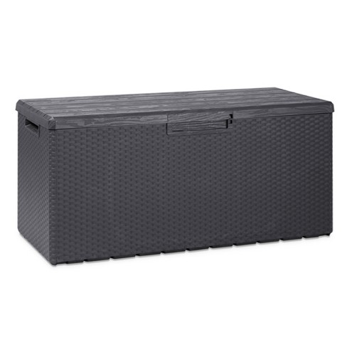 Ram Quality Products Plastic 90 Gal Outdoor Locking Storage Bin Deck Box, Gray