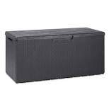 Toomax Portofino Weather Resistant Heavy Duty 90 Gal Novel Resin Outdoor Storage Deck Box with Lockable Lid & 450 lb Weight Capacity - Gray (Z175E097)