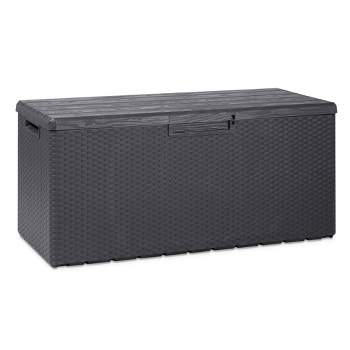 Toomax Portofino Large 90 Gallon Plastic Outdoor Storage Deck Box with Lockable Lid and 450 Pound Weight Capacity for Backyard Patio Decks, Gray