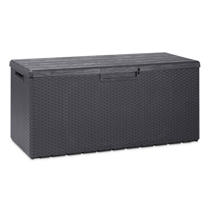 Toomax Portofino Large 90 Gallon Plastic Outdoor Storage Deck Box with Lockable Lid and 450 Pound Weight Capacity for Backyard Patio Decks, Gray, 1 of 7