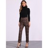 Allegra K Women's Plaid Tartan High Waisted Button Casual Pants - 3 of 4