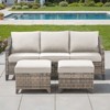 Buenhomino Patio Furniture Set 3PCS Conversation Set Wicker Sofa with 2 Rattan Ottomans Gray Wicker Armest Rattan Couch Set - 2 of 4