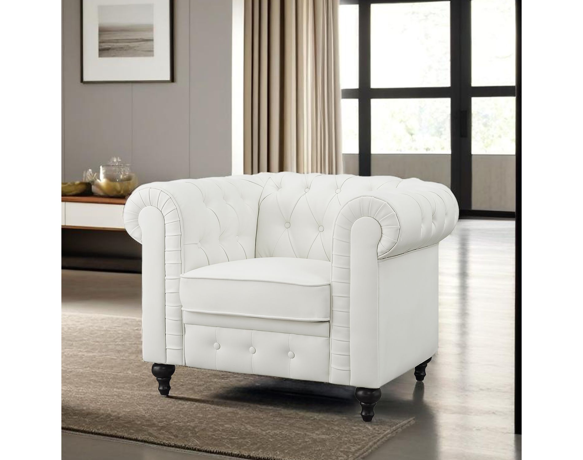 Home Imports Emporium Diamond Tufted Accent Chair in White