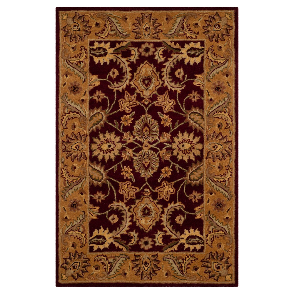 Burgundy/Gold Botanical Tufted Accent Rug - (2'x3') - Safavieh