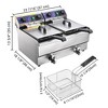 Wechef Commercial Electric Deep Fryer 23.4L 2 Tanks Fryer with Timer and Drain Stainless Steel French Fry Wings - 3 of 4