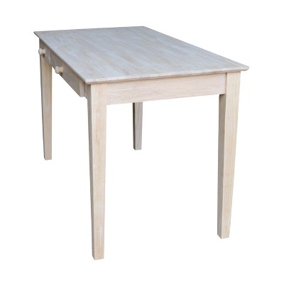 Natural Wood Rectangular Desk with Flip Down Drawer