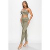 Slickblue Snake Print Crop Top & Leggings, Tie Front & High Waist, 2 Piece Set, Casual, Mocha/Sage, Size S-L - 2 of 4