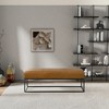 Ashcroft Furniture,Odessa Tan Leather Bench - 2 of 4