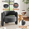 Modern Round Accent Chair – 330LB Capacity, 3-Leg Design & Chenille Upholstery (White/Dark Grey) for Living Room, Office, Bedroom - 4 of 4