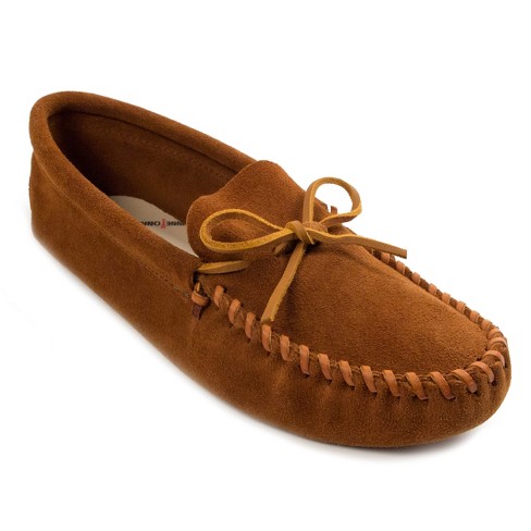 Minnetonka Men's Leather Laced Softsole Moccasin Slippers 703, Brown ...