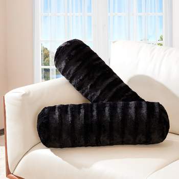 Cheer Collection Decorative Faux Fur Bolster Pillows Set of 2