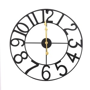 YIYIBYUS 24" Metal Clock, Large Cut-Out Farmhouse Decorative Wall Clock Battery Operated, Silent Non-Ticking - 1 of 4