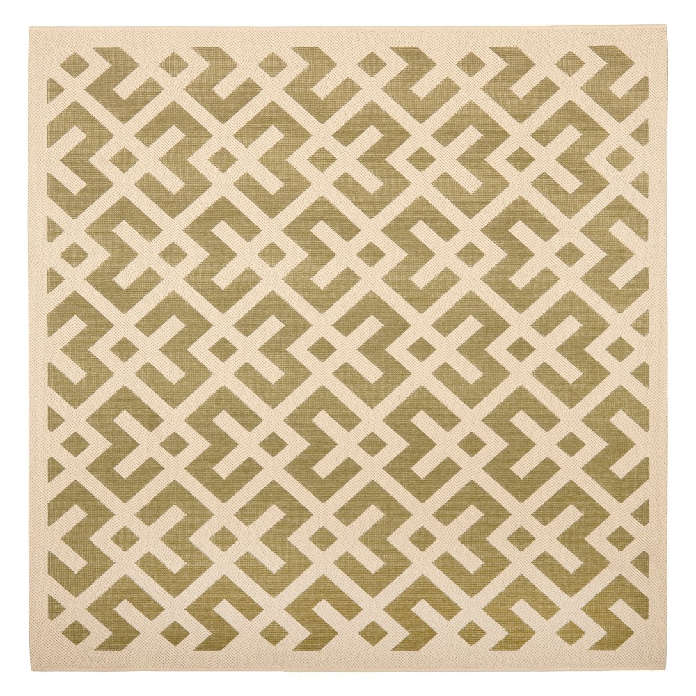 5'3inX5'3in Kassel Patio Rug Green/Bone - Safavieh