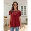 Summer Blouse For Women Lace Petal Sleeve Tops Short Sleeve Pleated Shirt Loose A Line Tshirts - 4 of 4