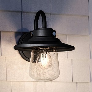 Urban Ambiance Luxury Coastal Outdoor Wall Sconce 11''H x 9''W,  Midnight Black Finish,  Santa-Ana Collection, UHP1320 - 1 of 4