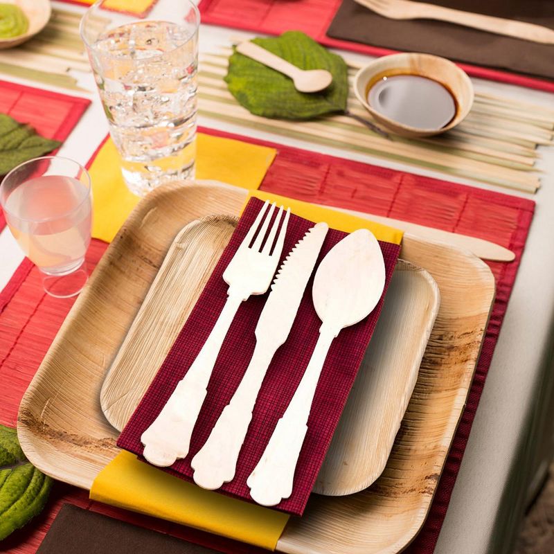 Smarty Had A Party Silhouette Birch Wood Eco Friendly Disposable Dinner Knives (600 Knives), 4 of 5