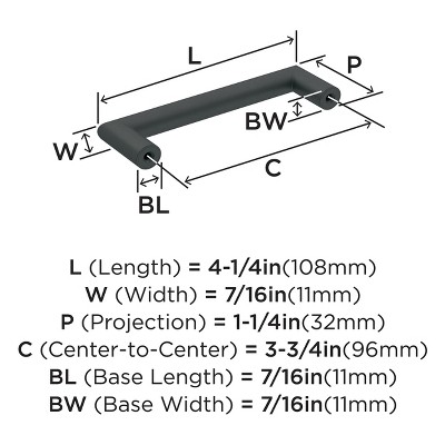 Matte Black Steel Modern Bar Cabinet Pull with Mounting Hardware