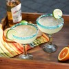 Twine Segunda Vida Primavera Stemmed Margarita Glasses - Blue Rim Margarita Glass Set Made in Mexico - 100% Recycled Glass 10oz Set of 2 - 2 of 4