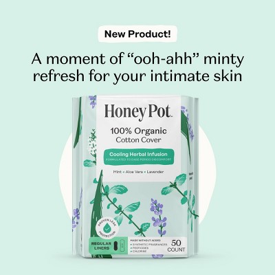 Honey Pot 100% Organic Cotton Cover Cooling Regular Liner - 50 ct