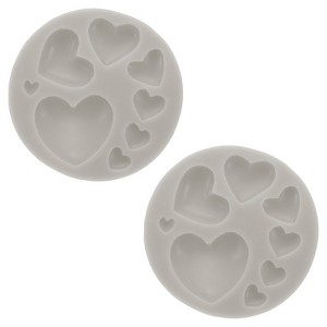 Unique Bargains Heart Silicone Polymer Clay Fondant Template for Crafts DIY Candy 2 Pcs - 1 of 4