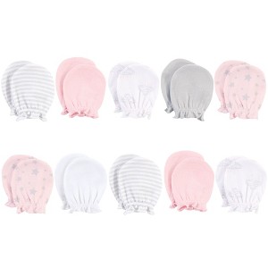 Hudson Baby Infant Girl Cotton Scratch Mittens, Cloud Mobile Pink, 0-6 Months - 1 of 4