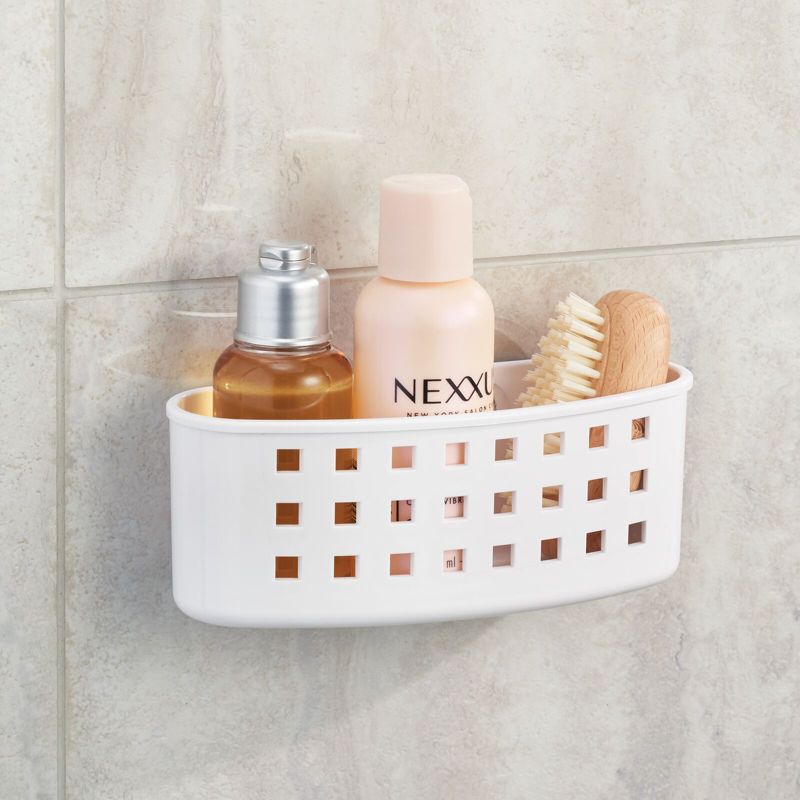mDesign Plastic Suction Shower Caddy Storage Basket - Soap/Sponge Holder, 4 of 6