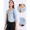 INSPIRE CHIC Women's Collarless Pockets 3/4 Sleeve Denim Jackets - 2 of 4