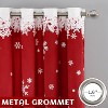Velvet Red Christmas Window Curtain with Reindeer Design for Living Room, Floral Holiday Decor, Thermal Insulated Romm Darkening, 2 Panels 52x63in - 2 of 4
