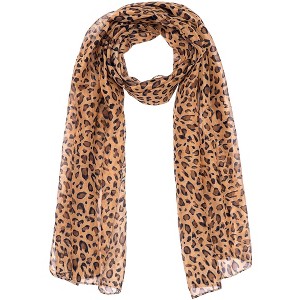 INSPIRE CHIC Women's Leopard Printed Chiffon Square/Long Lightweight Soft Sheer Neck Scarves 1Pc - 1 of 4