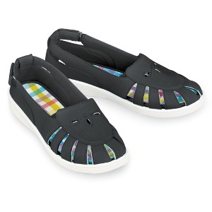 Collections Etc Adjustable Canvas Plaid Padded Insoles Sandals - 1 of 4