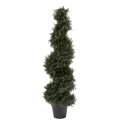 Nature Spring Faux Spiral Cypress Potted Topiary - 4'