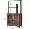 Bakers Rack with Cabinet 5 Tier Microwave Stand 63.78" Standing Bakers Rack with Door Tall Coffee Bar Brown Home Bar Cabinet - 3 of 4