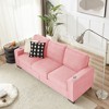 83.86" Snowfleece Fabric Sofa with Cup Holders, 3-Seater Modern Compressed Couch for Living Room, Bedroom, Office - 3 of 4